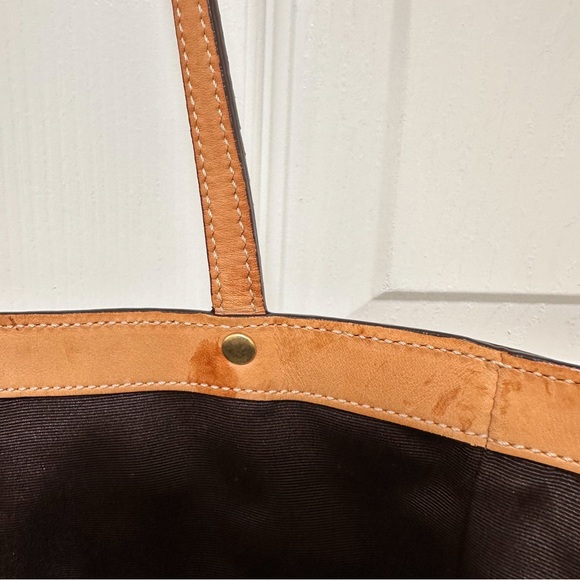 Coach Signature Canvas Vintage Tote Gold Snakeskin Embossed Leather - Picture 13 of 14